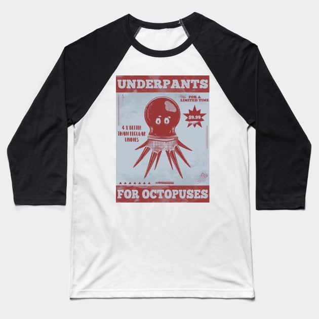 Octopus wearing underwear Baseball T-Shirt by mailboxdisco